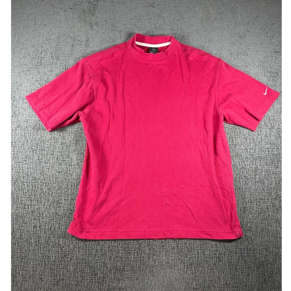 Nike Golf Mens Pink Dri-FIT Mock Neck Short Sleeve Polo Shirt Large